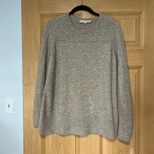Loft Relaxed Pointelle Sweater, Natural Taupe, M